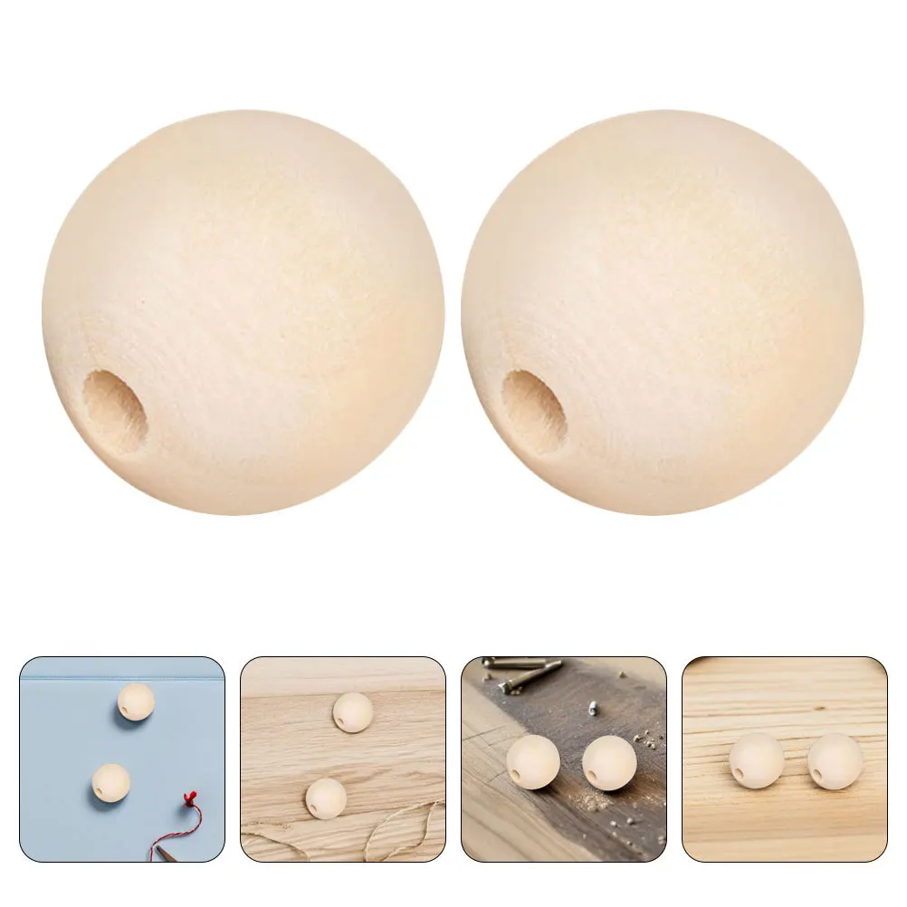 

100Pcs Natural Wooden Beads Round Unfinished Smooth Surface DIY Crafting Jewelry Making Garland Ornament Supplies