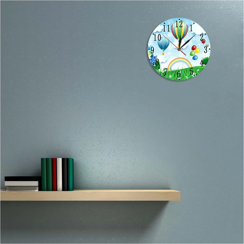 

Colorful Acrylic Wall Clock Hot Air Balloon Pattern Operated Home Decoration Living Room Bedroom Wall Clock