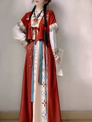 Ensemble de vêtements chinois Han pour femmes, robe traditionnelle de style chinois adulte, costume de cosplay nickel é féminin, jupes rouges Hanfu pour femmes, nouveau, 3 pièces