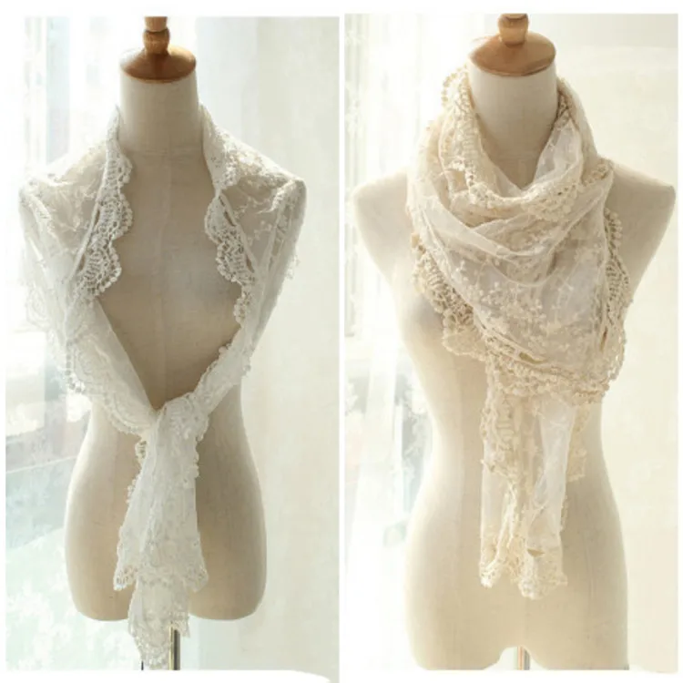 

Винтажный кружевной шарф с вышивкой и цветочным узором в японском стиле Мори, легкий солнцезащитный платок