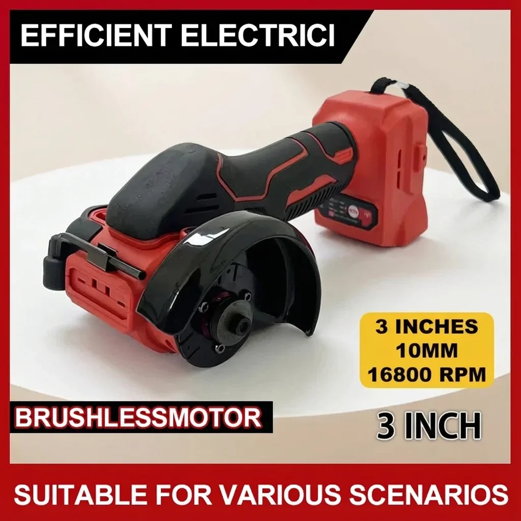 

Portable 3 Inch Cordless Angle Grinder Polishing Cutting Diamond Grinding Machine Tool 18V Battery for Home and Workshop