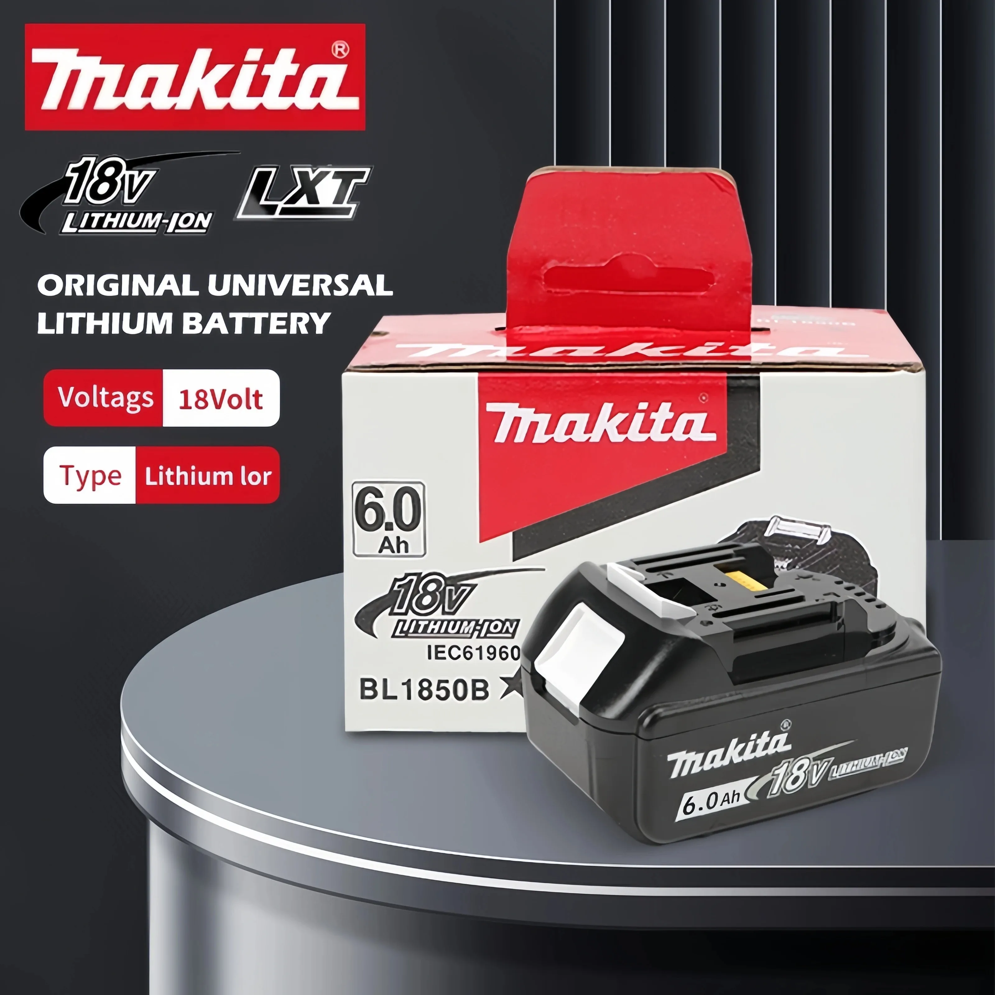

Fast delivery 6/5Ah Original Makita 18V Lithium ion Battery,For Power Tool LXT BL1860B Replacement Rechargeable Battery