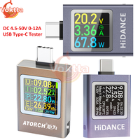 Type-C USB Tester Digital Display Voltmeter Ammeter DC Voltage Current Meter Power Bank Phone Charger Tester DC 4.5-50V 0-12A