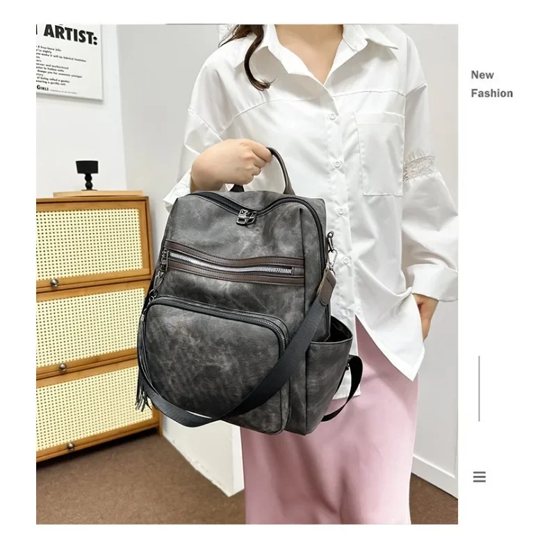 

New Fashion Leather Backpack Leisure Travel Handbag Backpack Daypack for Women Girls Rucksack Shoulder Bag Multifunctional