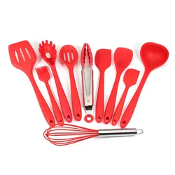 Silicone Kitchen Utensil with Heat Resistant Nonstick Silicone for No-Scratch Cookware Red Black