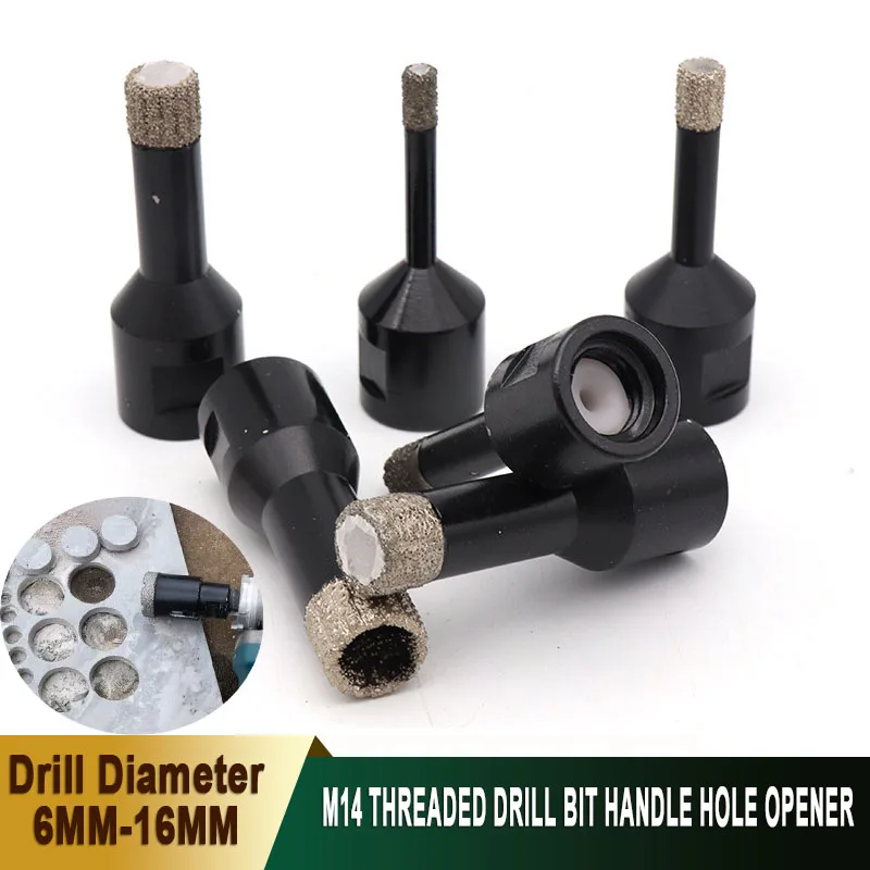 1-5Pcs Tile Hole Cutter Kit Diameter 6mm-16mm Brazed Diamond Drill Bits M14 Thread for Dry Drilling Porcelain/Granite or Coreing