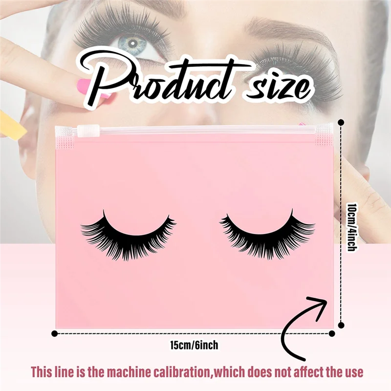 NEW 100 Pieces Eyelash Aftercare Bags Eyelash Makeup Bags Empty Lash Cosmetic Pouch Travel Make Up Cases Toiletry Bag Pink