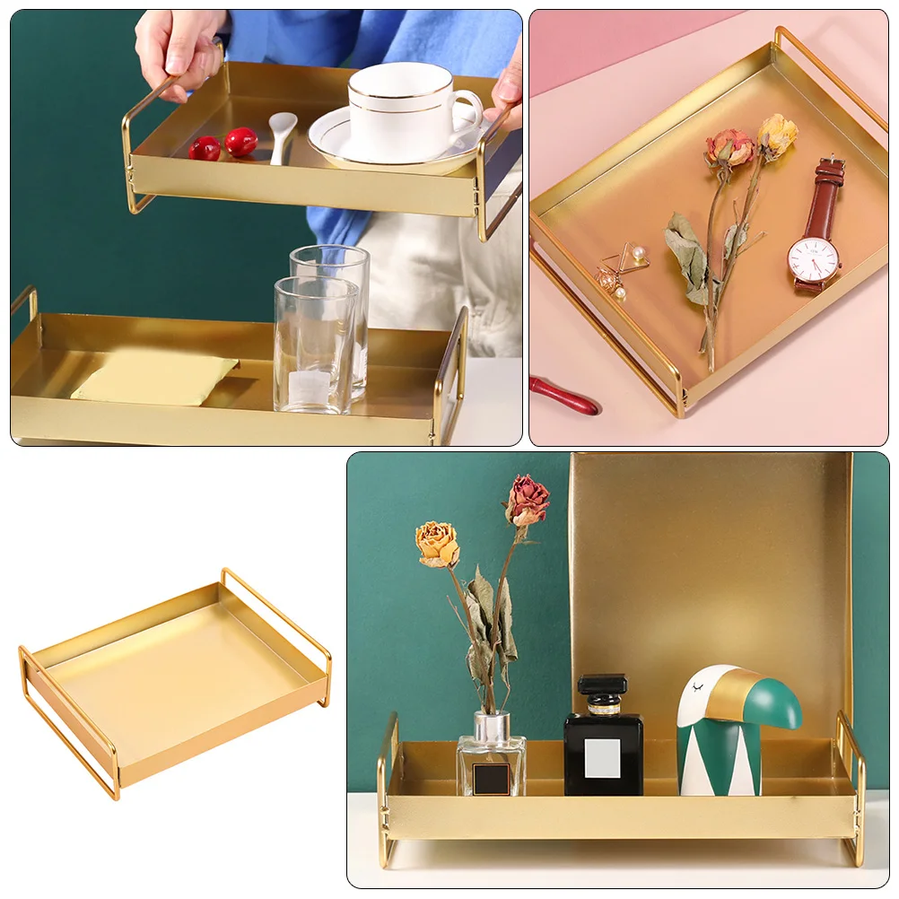 

1 Pc Round Gold Decorative Tray for Entryway Vanity Dresser Coffee Table Shiny Modern Home Decor Easy Clean Mirror