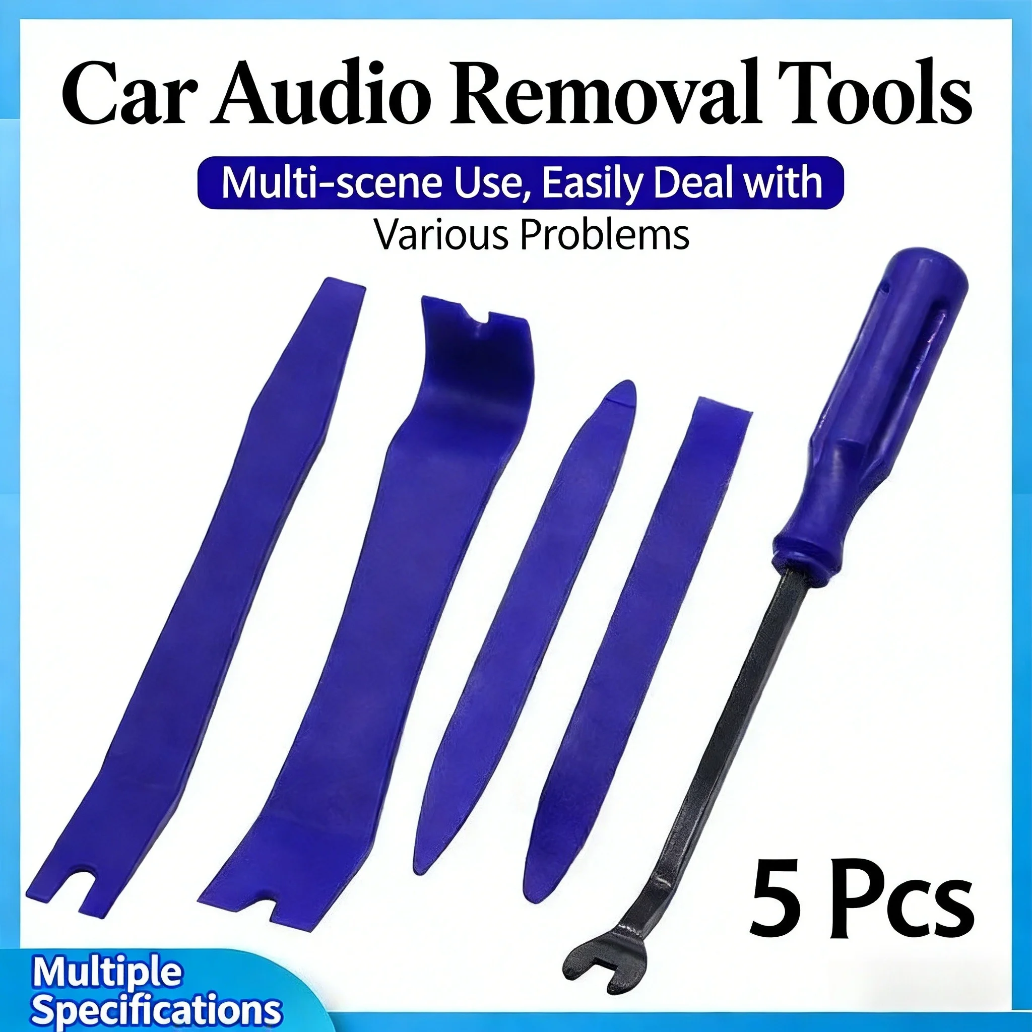 

Профессиональный набор инструментов для переоборудования салона автомобиля - пластиковые лопатки, съемник крепежа и отвертка для аудиосистем, дверных панелей и навигации