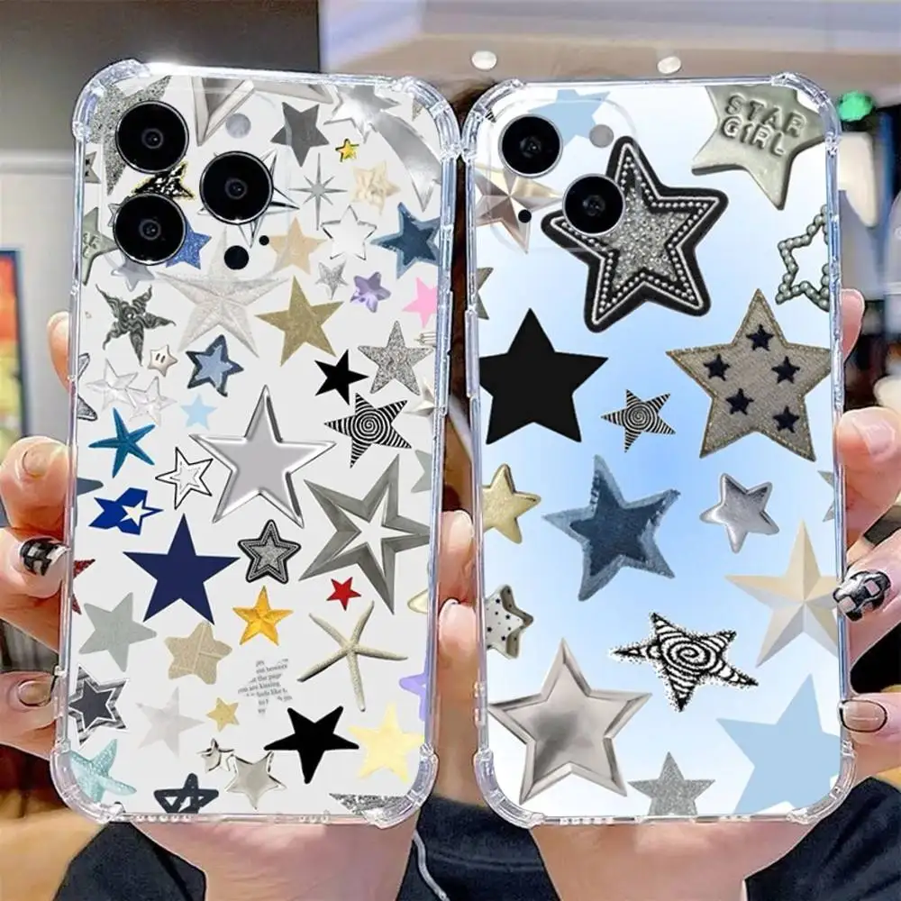 

Y2k Star Phone Case For iPhone 16,15,14,13,12,11 Pro,Max,Plus,X,XS,XR,SE,Mini Transparent Silicone Soft