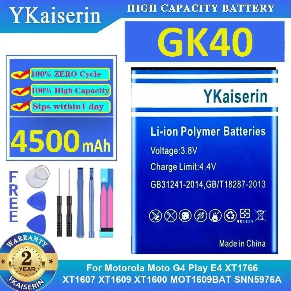 

Mobile Phone Battery GK40 4500Mah For Motorola Moto G4 Play E4 XT1766 XT1607 XT1609 XT1600 MOT1609BAT SNN5976A