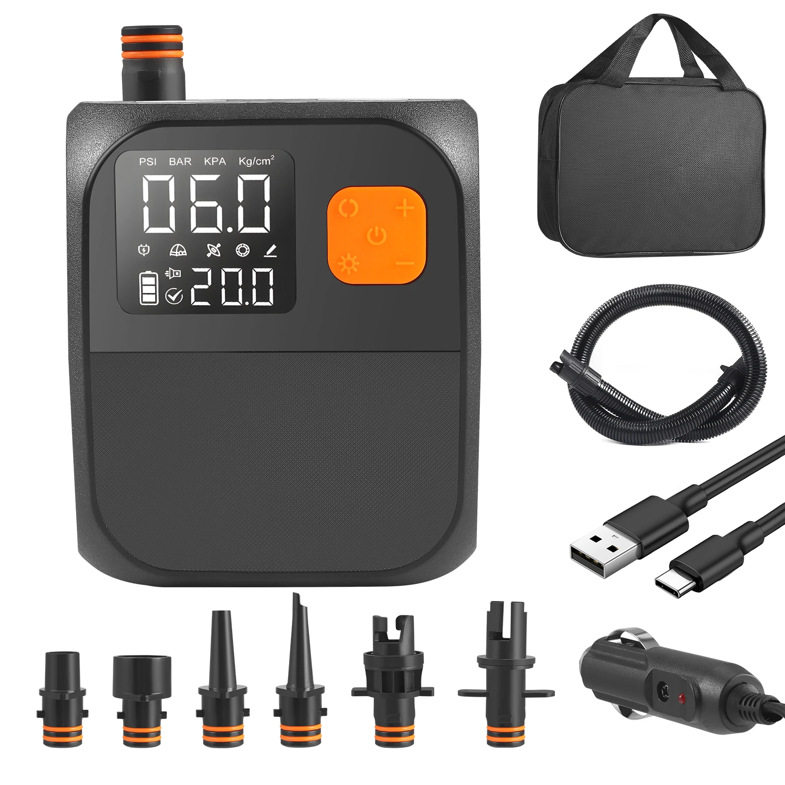 Rechargeable SUP Electric Air Pump High Pressure Dual Stage Inflation Pump for Paddle Board Kayak Outdoor Use
