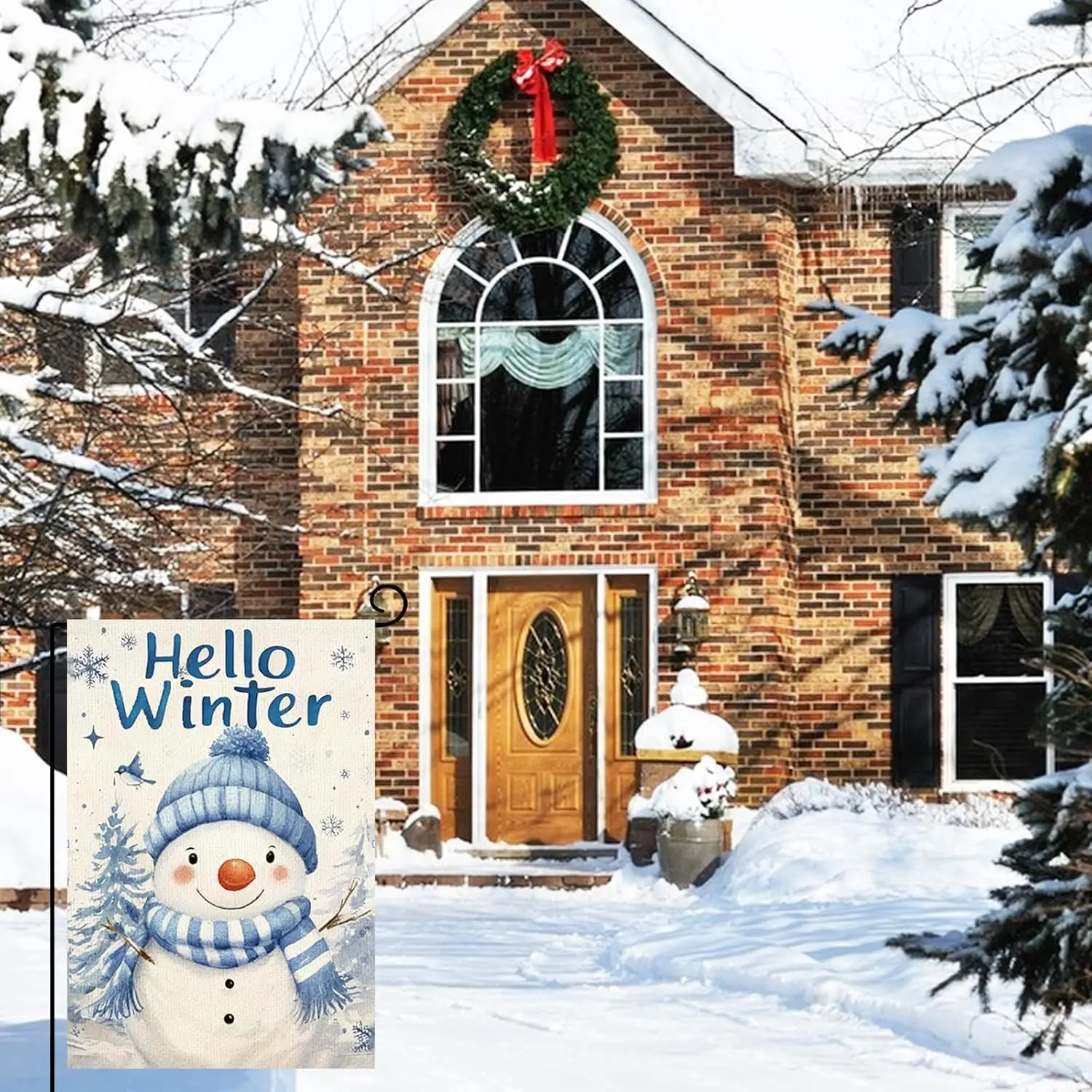 Hello Winter Snowman Garden Flag 12×18 Inch Double Sided Christmas Winter Snowman Cardinal Garden Flags Yard Flags Lawn Deco zzo