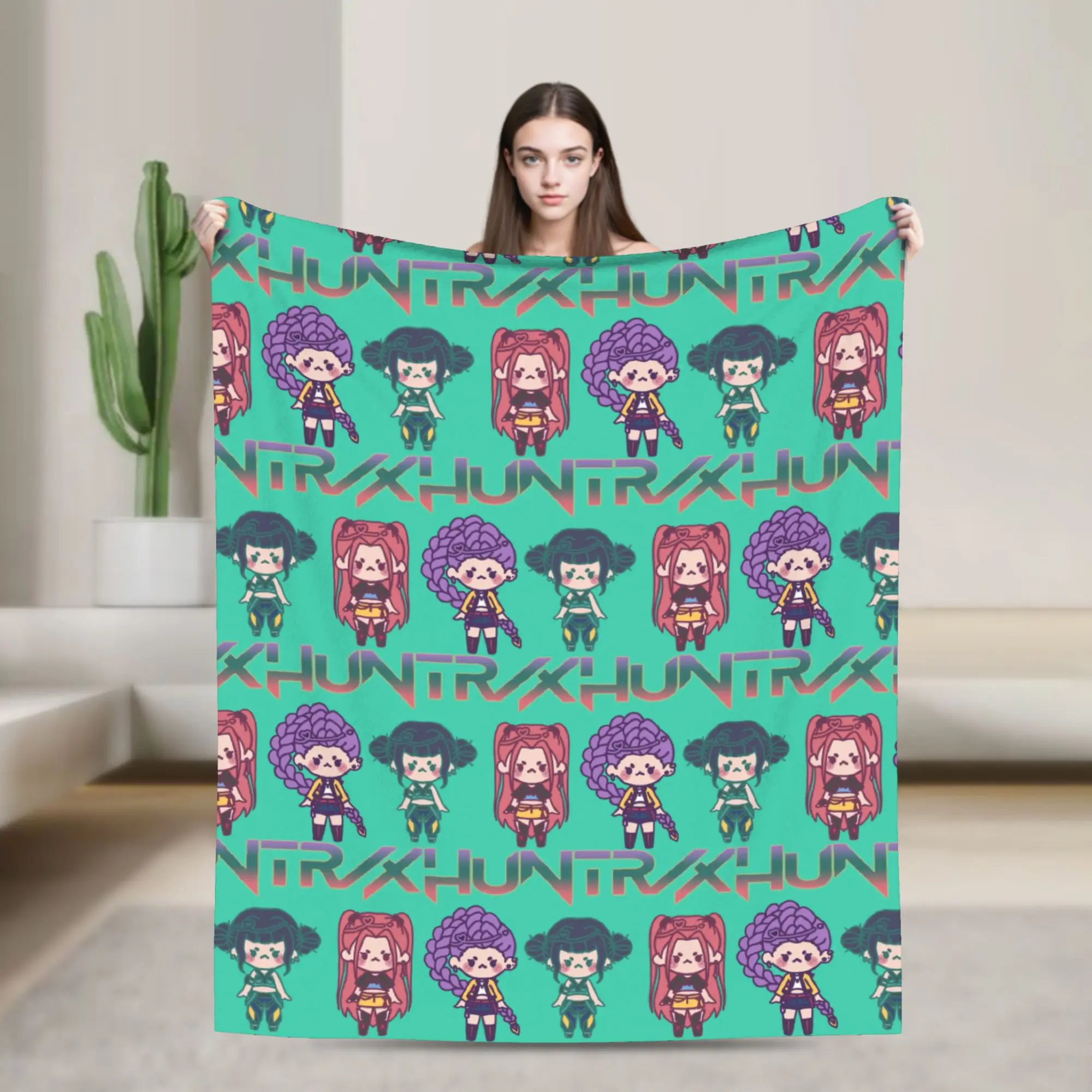 

Kpop Demon Hunters Huntrix Chipi Blankets Flannel Funny Breathable Throw Blankets for Home Autumn/Winter,