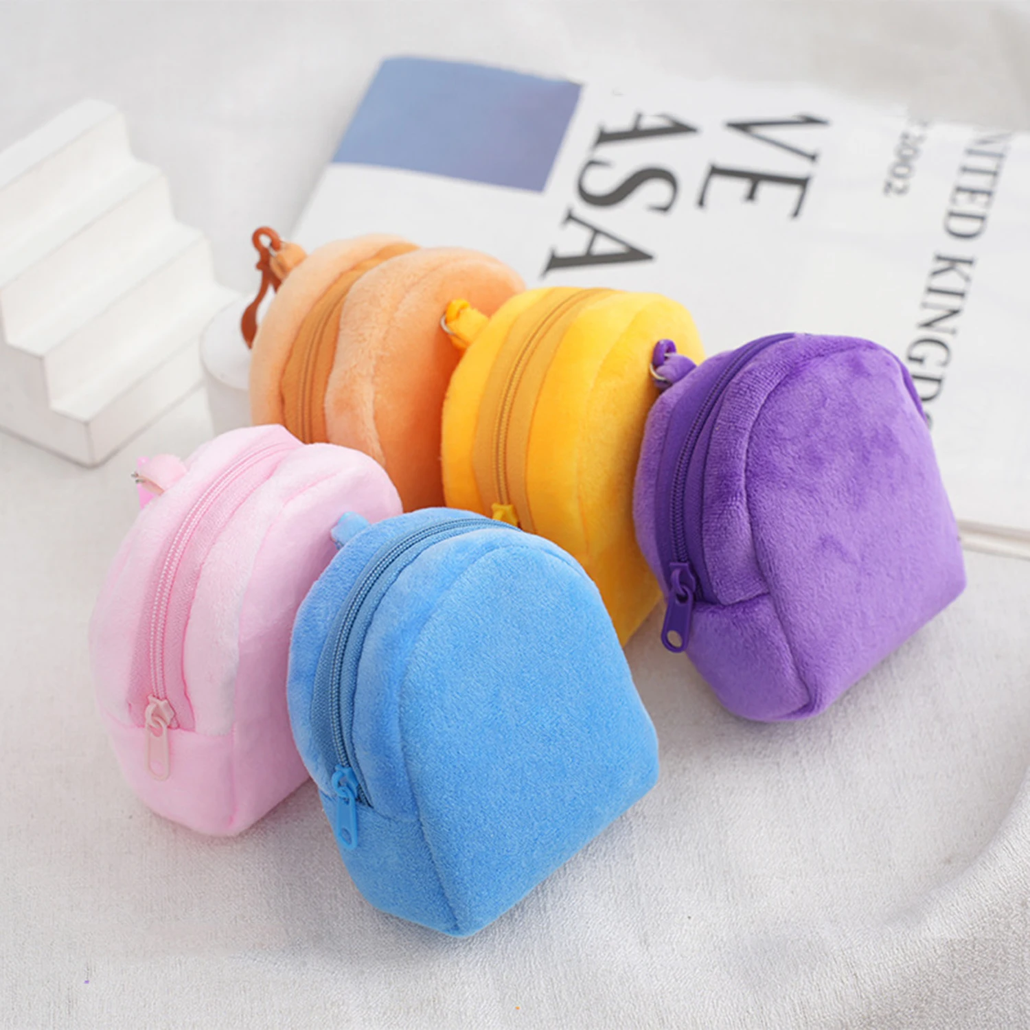 Portable Cartoon Coin Purse Candy Color Colorful Backpack Keychain Cute Purse Accessorie Schoolbag Shape Mini Coin Bag