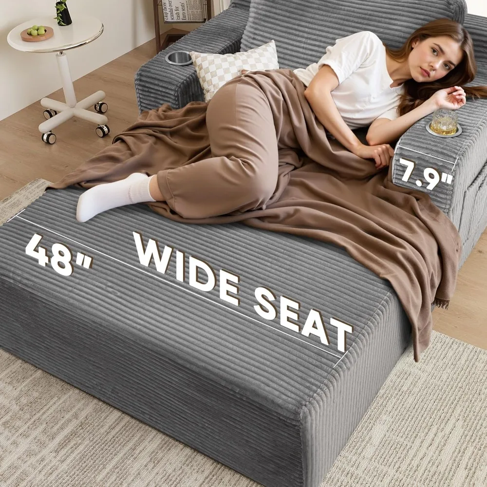 كرسي صالة تشيس، سرير أريكة نوم بمقعدين مع حاملين أكواب، أريكة مريحة بدون عظم لا تتطلب تجميعًا لغرفة المعيشة #2