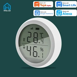 Work with Tuya ZigBee Thermometer Home Indoor Temperature And Humidity Sensor With LCD Display Alexa Google Voice Sync from App