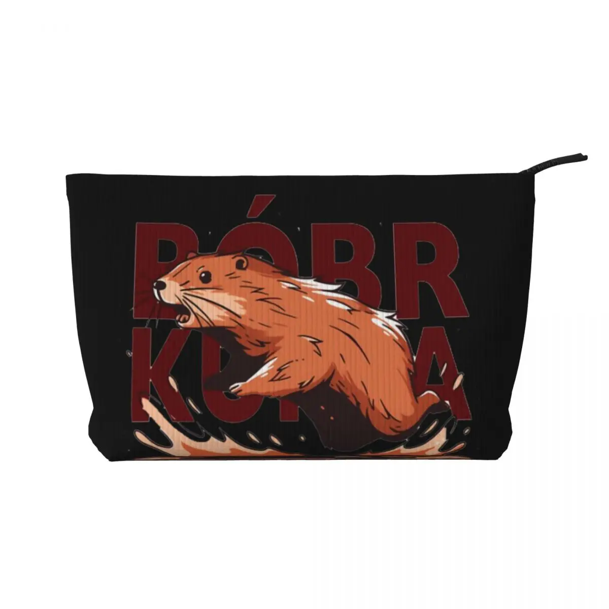 

Poland Beaver Bober Corduroy Travel Cosmetic Bag Makeup Storage Bag Women Make Up Organizer Storage Clutch