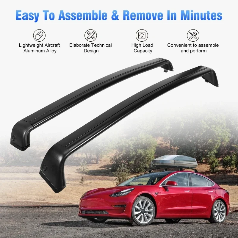 Car Roof Cross Bars Rooftop Luggage Cargo Carrier Rack for Tesla Model 3 2017-2022 Model Y 2020-2024