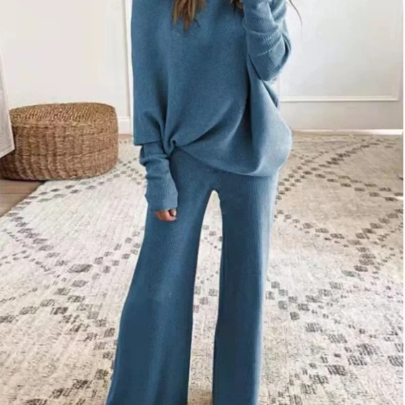 Ladies Spring and Autumn Suit Jacket Pants Casual Home Comfort Casual Solid Color Knitted Sports Holiday Temperament Fit Hot