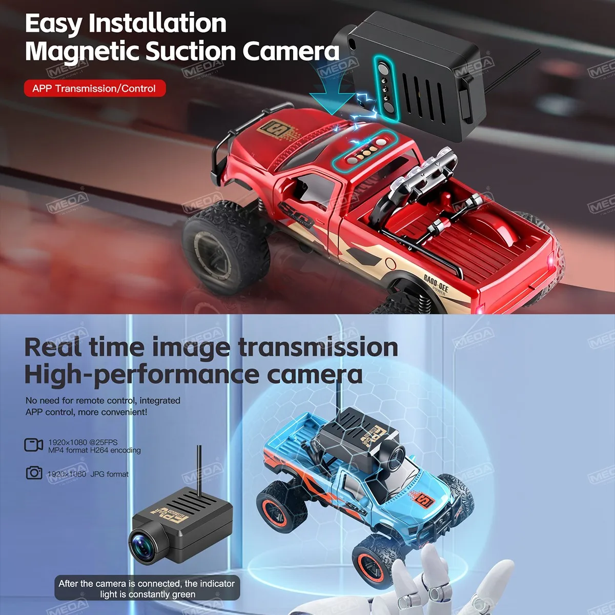 Wltoys 6407 1/64 FPV Mini Samochód RC z Kamerą w Pierwszej Osobie, Monitor, Mata Startowa, 6407-C Samochód Zdalnie Sterowany z Kamerą HD, Zabawka Wyścigowa