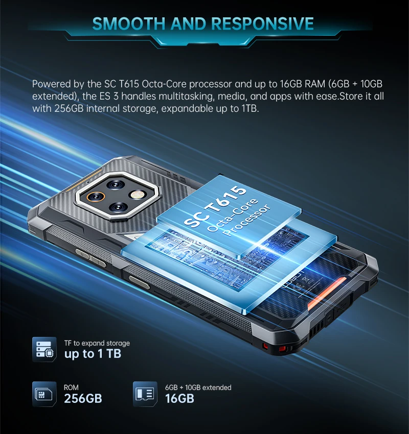 Cubot Rugged Smartphone Android 15 King Kong ES 3, 10200mAh Battery, Up to 16GB+256GB, 6.745" Screen, 120Hz,48MP Camera, NFC,GPS