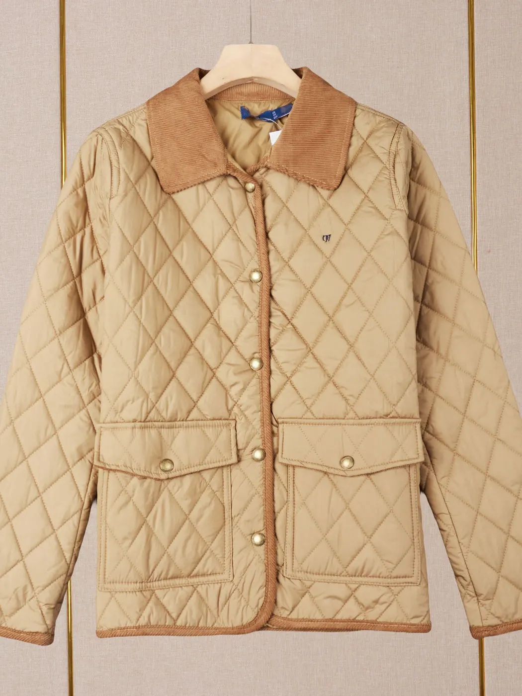 Casual Style Women's Cotton Jacket Lightweight Stitched Design Stand Collar Diamond Pattern Single Button Closure Autumn Oute...