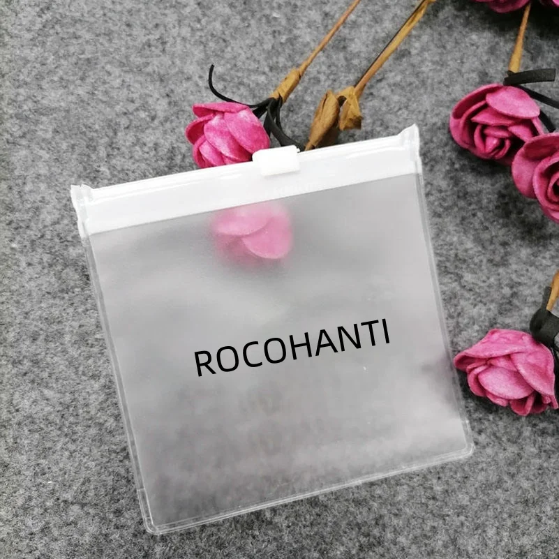 100pcs Custom logo printed PVC frosted matt mini zip plastic bag zipper closure clear pouch for jewelry earring necklace packing