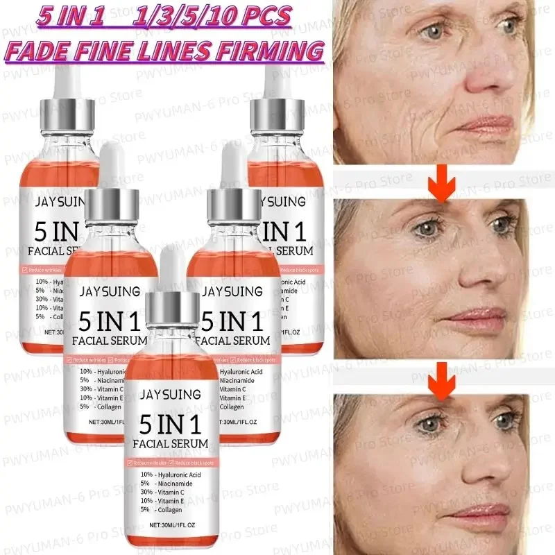 

5 In 1 Anti-aging Face Serum Fade Fine Lines Moisturizing Brighten Vitamin C Hyaluronic Acid Essence Original Shrink Pores Skin