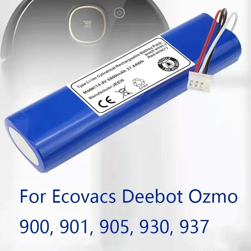 Free shipping  100% New 14.4V 4800mAh Robot Vacuum Cleaner Battery Pack for Ecovacs Deebot Ozmo 900 901 905 930 937