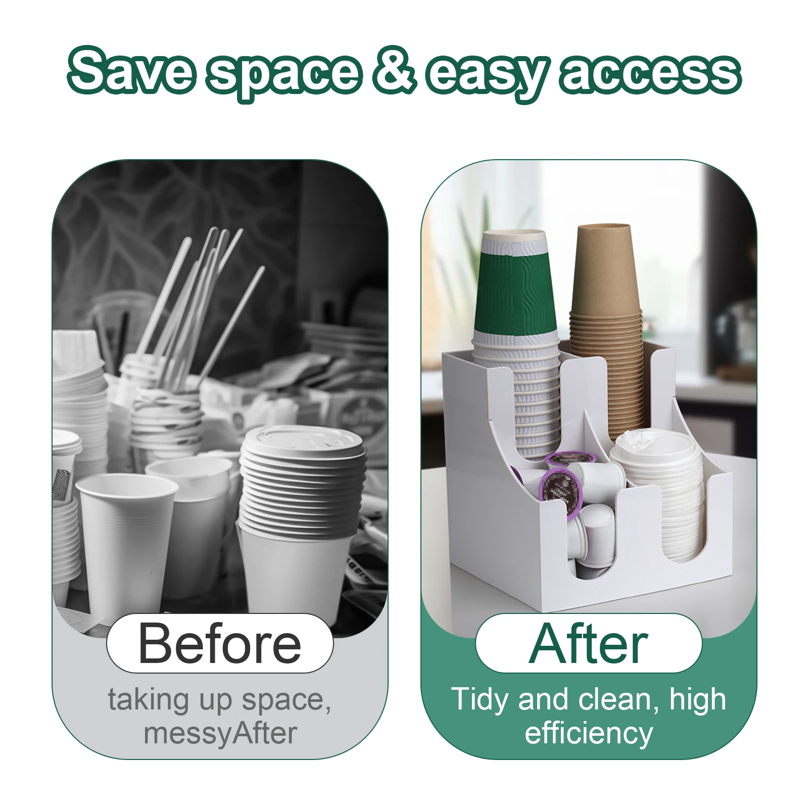 Acrylic Coffee Cup Dispenser, milk disposable plastic paper cups lid holder organizer party buffet cafe store stand rack storage