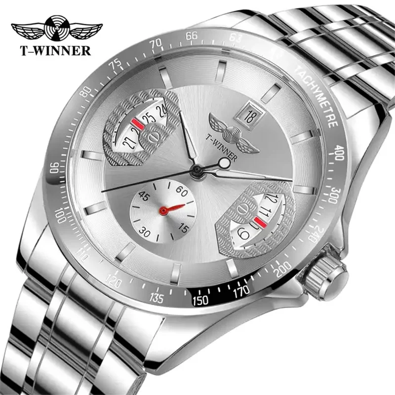 Winner 10A Men's Automatic Mechanical Watch Waterproof Stainless Steel Strap Men's Mechanical Watches Fashion Gift For Male