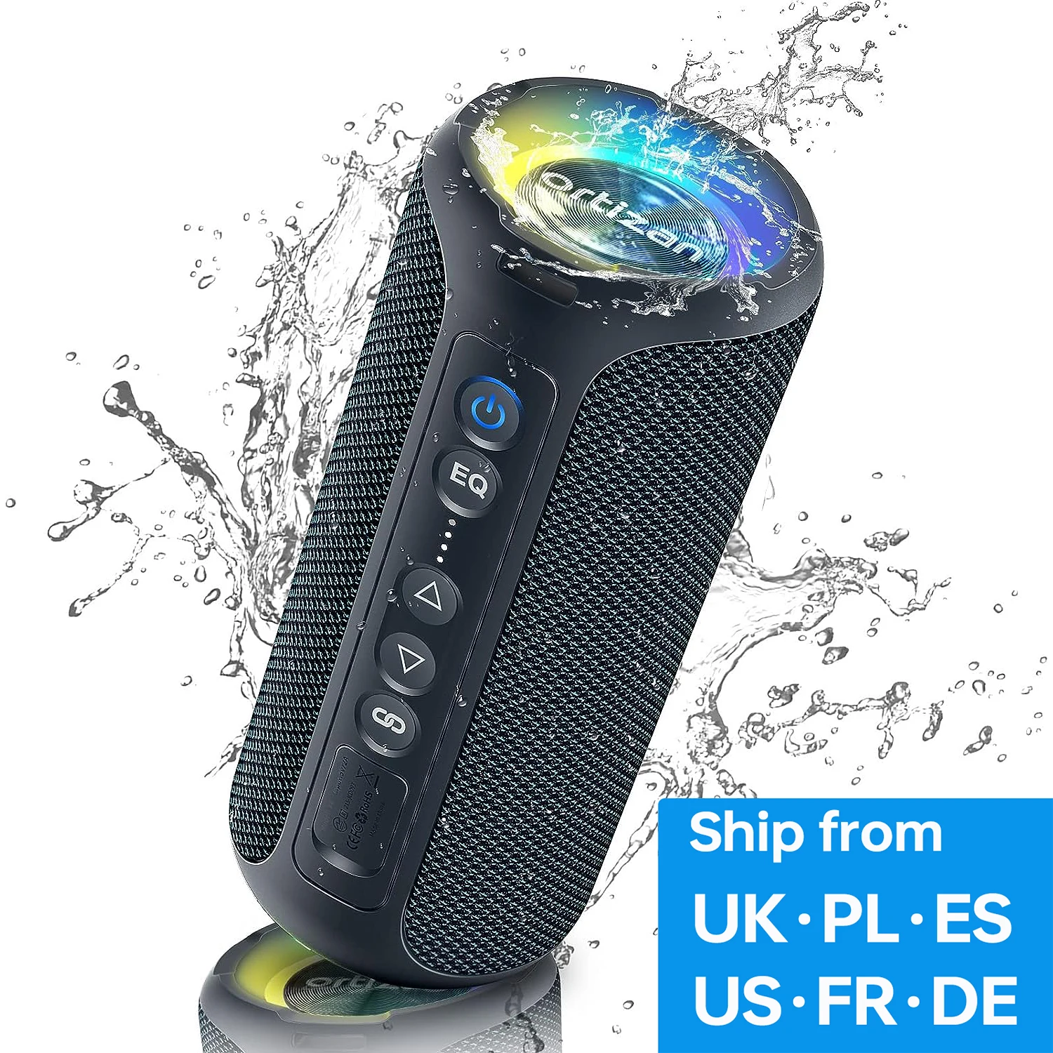 Ortizan X8 Pro Portable Bluetooth Speaker,40W Waterproof Outdoor Speakers with LED Light, Enhanced Bass,IPX7,30H Play, TF Card