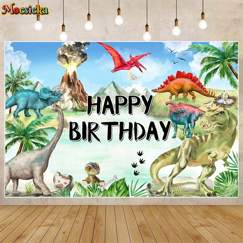 Mocsicka Photography Background Jurassic World Dinosaur Tropical Jungle Boy Birthday Party Decor Backdrop Studio Photocall Props