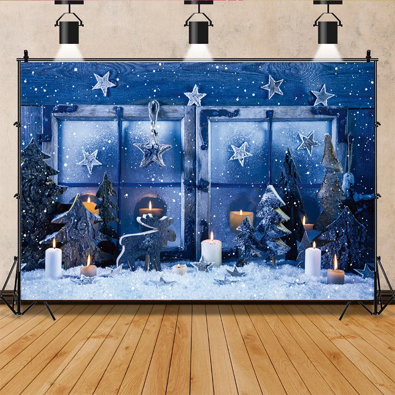 Fondo fotográfico de árbol de Navidad con flores, telón de fondo para ventana, puerta de casa, aniversario, Año Nuevo, DRG-03