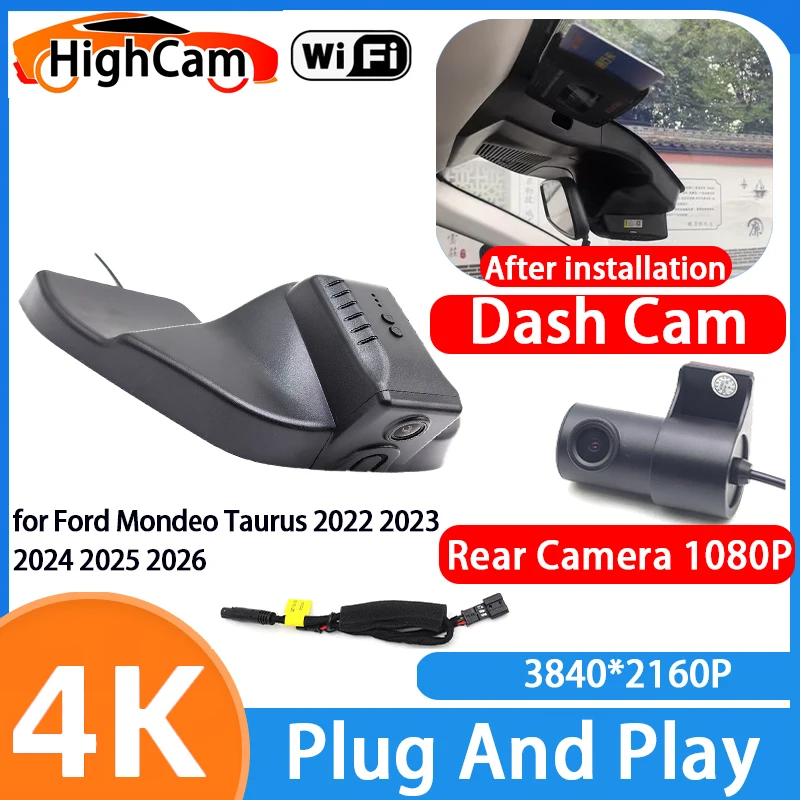 HighCam for Ford Mondeo Taurus 2022 2023 2024 2025 2026 4K Wifi 2160P OEM Car DVR Video Recorder Dash Cam Front Rear Camera