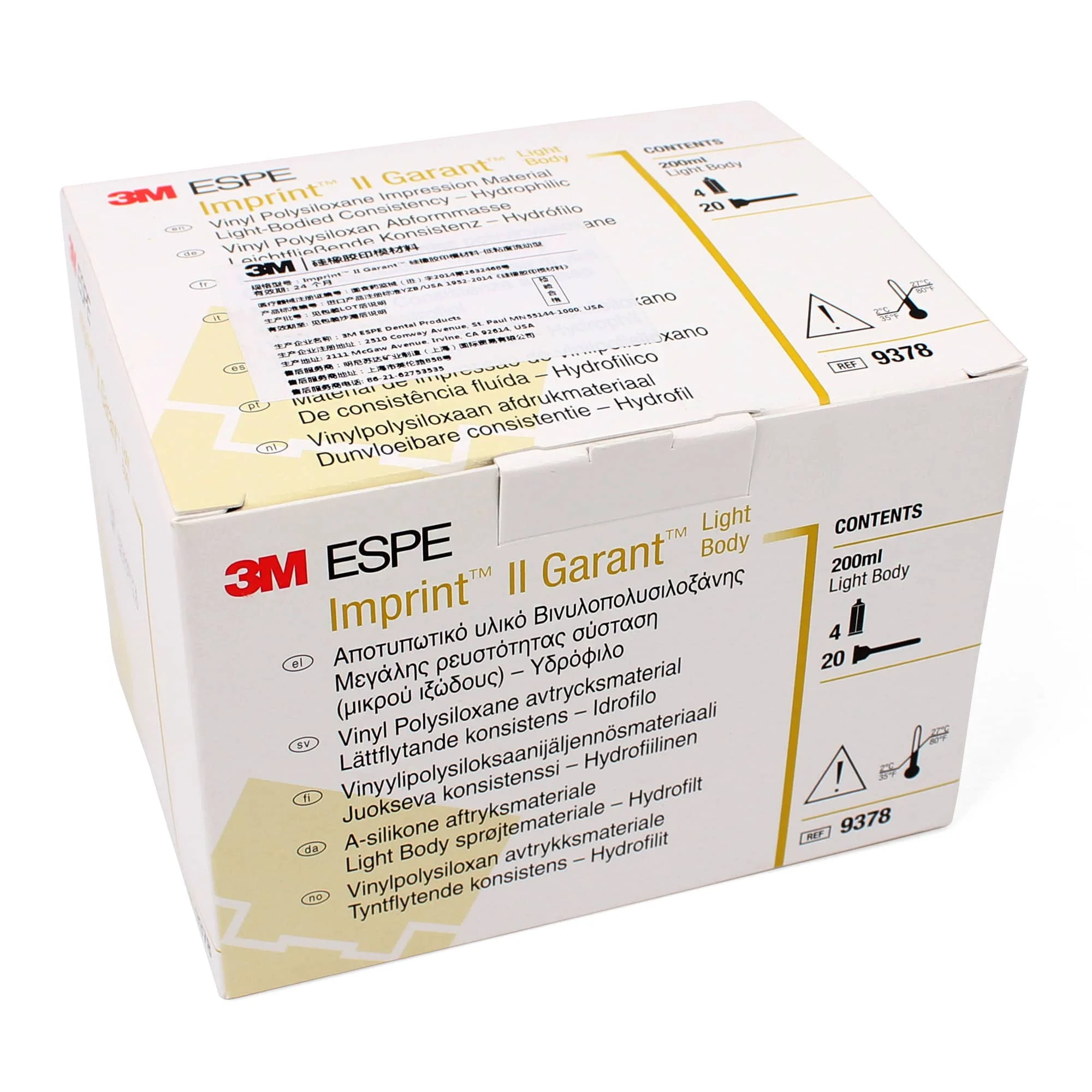 3M ESPE Imprint II Garant مادة الانطباع السيليكونية (اللزوجة المنخفضة/التدفق، معالجة الإضافية، مسدس مختلط، ثانوي، أصفر، 50 مل * 4