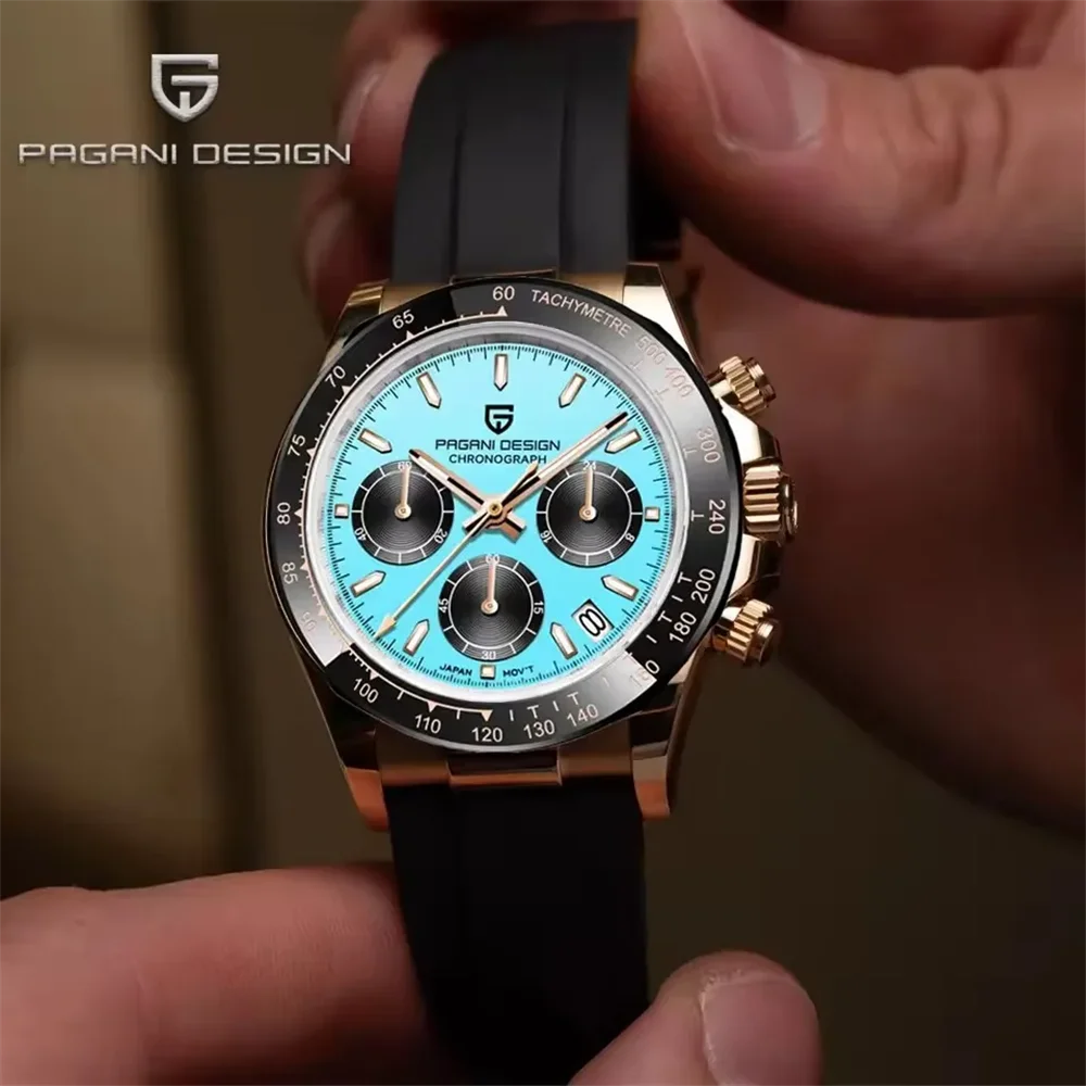 

PAGANI DESIGN 40MM V2 Sky Blue Dial Classics Men Quartz Watches Sapphire Retro Chronograph Stainless Steel Waterproof Watch Men