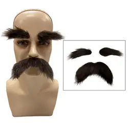 Eyebrows Kits Cosplay Props Decoration Fake Mustache Set Facial Hair for Club Activities Masquerade Costume Party Halloween Male