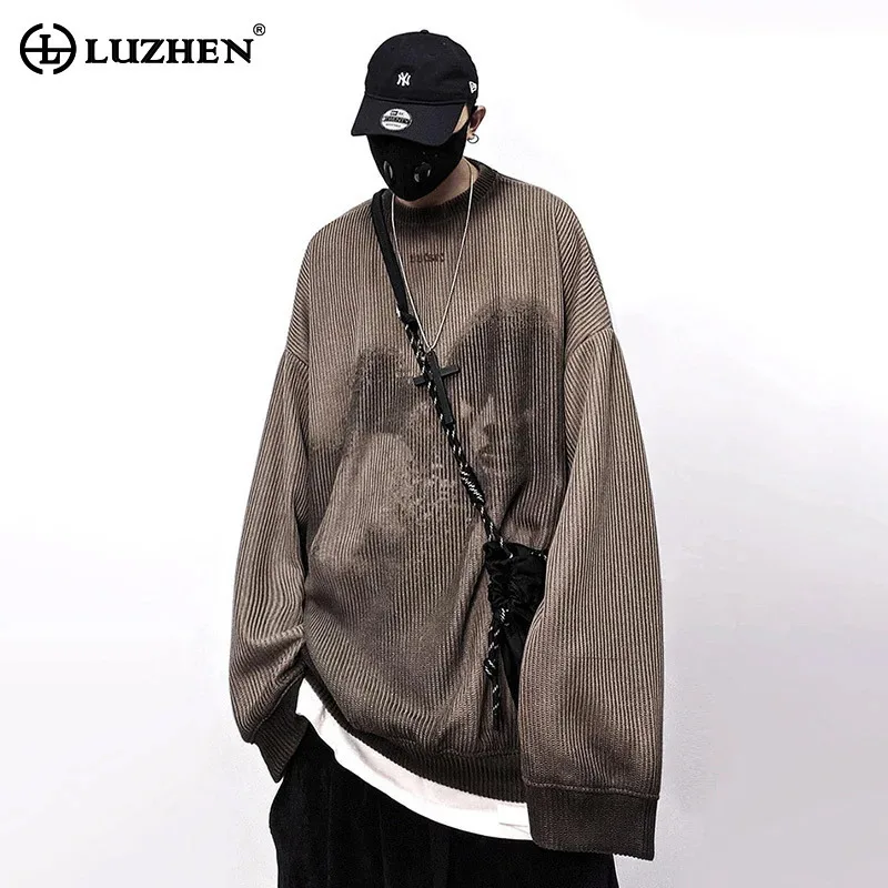 

LUZHEN модная уличная одежда в стиле хип-хоп, новинка 2025, мешковатые вязаные футболки с узором, окрашенный в галстук, оригинальный красивый повседневный свитер JY5279