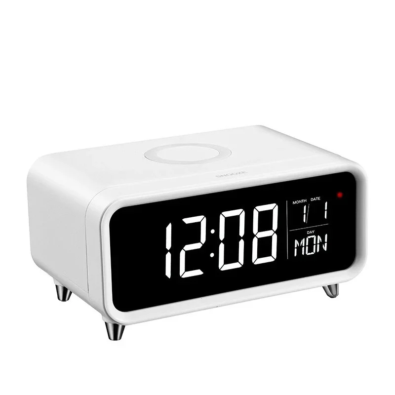 Desktop clock alarm clock desk lamp multi-function mobile phone 10W wireless charging creative touch dimming night light