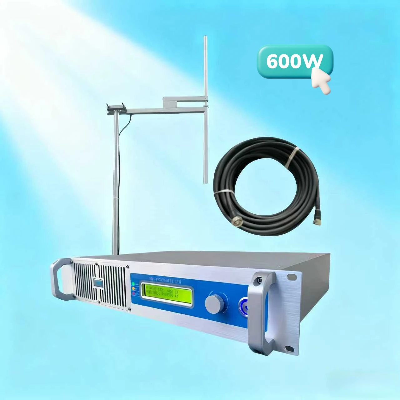 

110V & 220V Compatible YXHT-600W FM Transmitter Kit, Top CD Audio, Power W Display for Community, Campus, Office Building