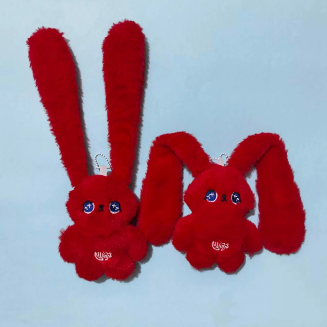 Kpop YuQi Cute Red Long Ear Rabbit PP Cotton Soft Plush Doll Keychain Kawaii Bunny Coin Purse Bag Pendant Keyring For Fans Gift