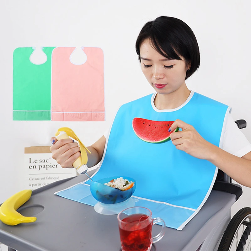 Adult Bibs Mealtime Waterproof Apron with pocket Reusable Elderly Eating Oil-free No-wash Protectors Aid Scarf Unisex