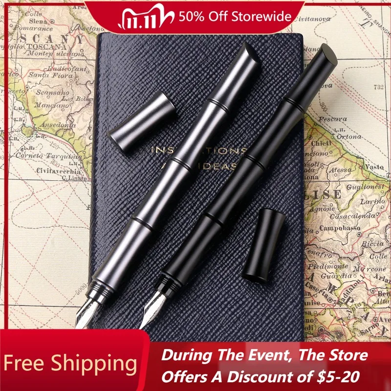 Balaoye Titanium Alloy Fountain Pen Schmidt Bamboo Knot Design Authentic Stationery F/M 0.5/0.7 Collection Calligraphy Pen Gifts