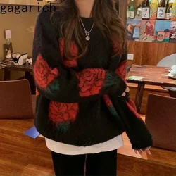 Gagarich Mohair Sweater Women New Autumn Winter Style Loose Lazy Thick Underneath Tie-dye Sweaters Pullover Outside Top