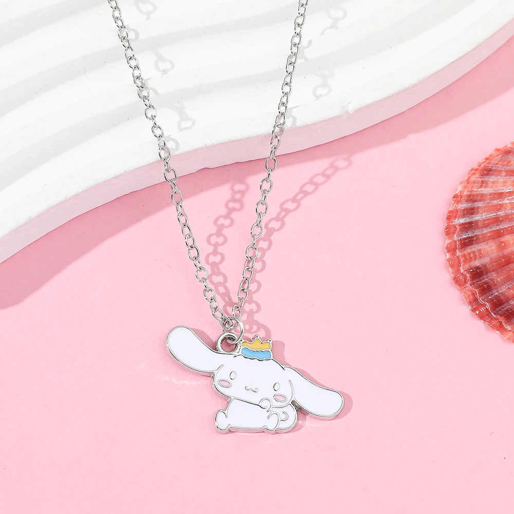 Sanrio Cinnamoroll Alloy Necklace Men's Women's White Pendant Jewelry Anime Accessories Girl Gift