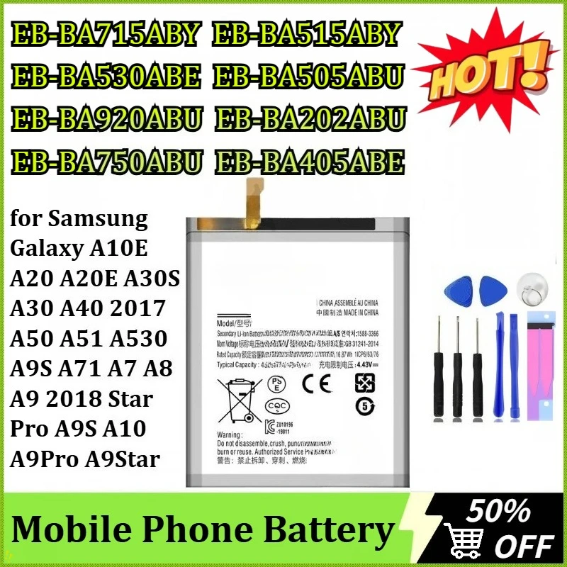 Batterij voor Samsung Galaxy A10E A20 A20E A30S A30 A40 2017 A50 A51 A530 A9S A71 A7 A8 A9 2018 Star Pro A9S A10 A9Pro A9Star + tool