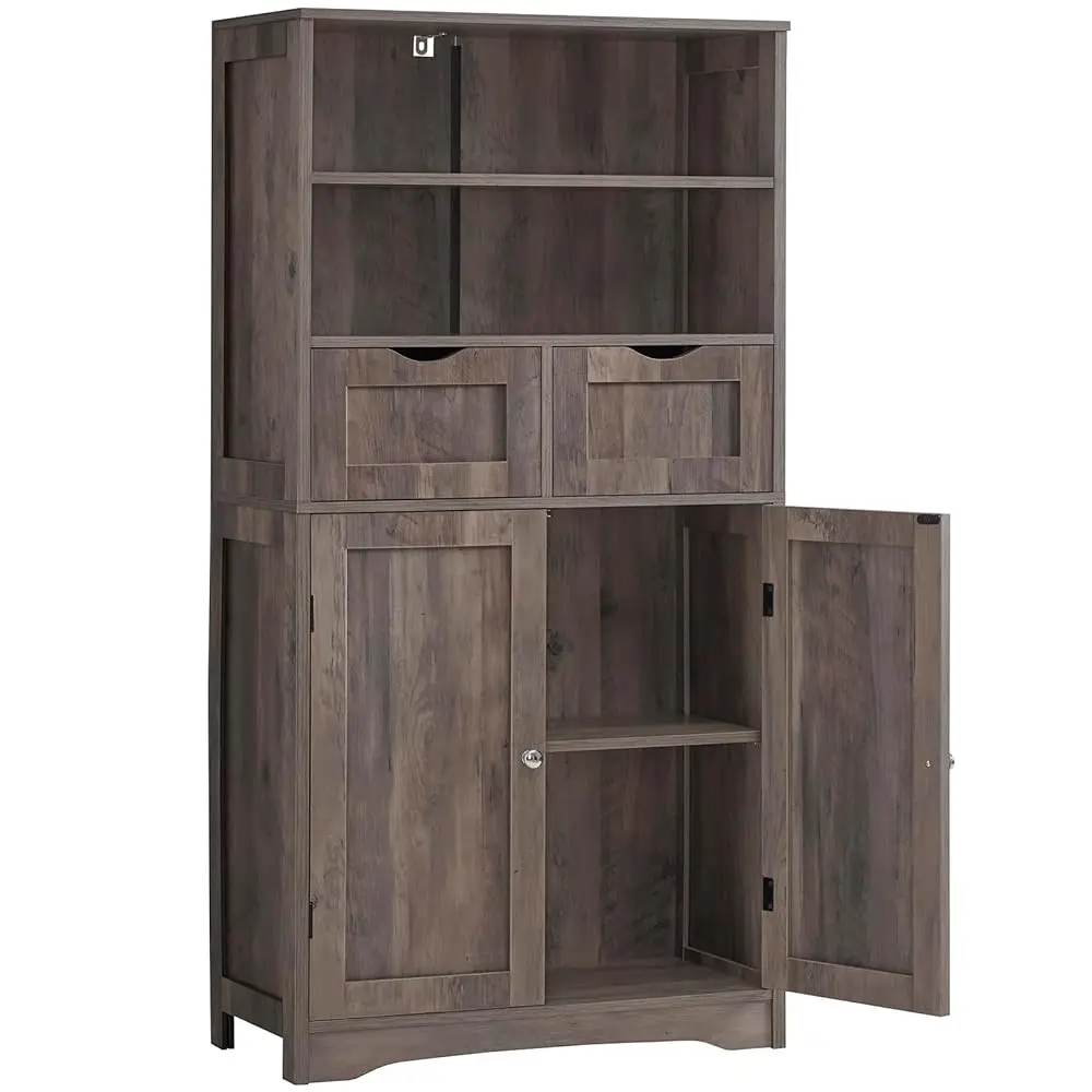 

Tall Storage Cabinet With 2 Drawers & Adjustable Shelf, Bathroom Cabinet With Doors, Kitchen Pantry Storage Cabinets, Cupboard