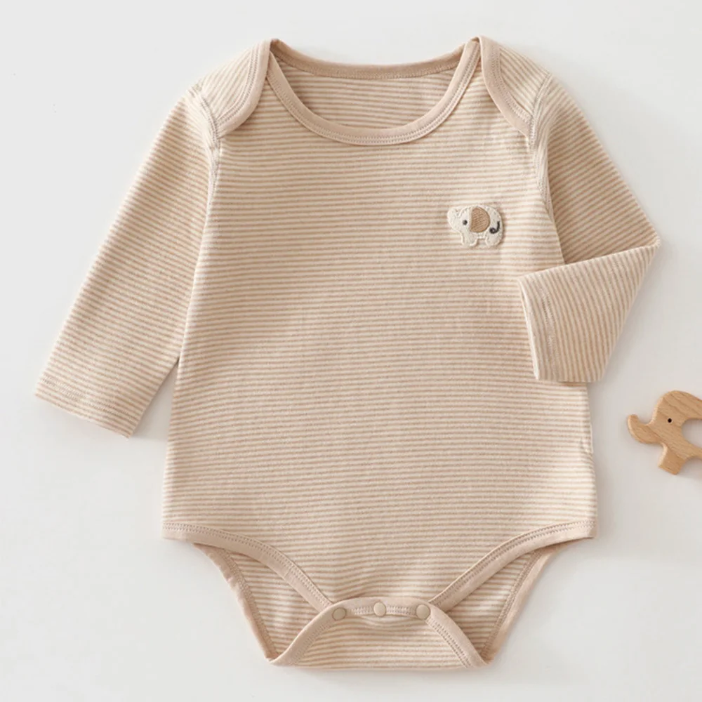 Baby Boy Boutique Clothing Autumn Winter Striped Cotton Baby Girl Rompers Long Sleeve Daily Wear Unisex Infant Jumpsuit